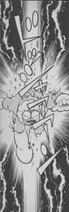 Rockman p83. Ice Man is zapped by the "R.S. 1,000,000 volt" thunder beam. 